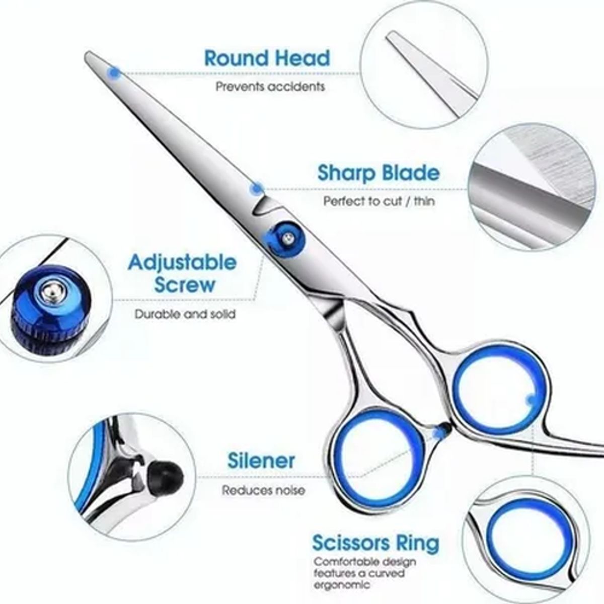 GENERICO - Set 10 tijeras cortar pelo peluquería