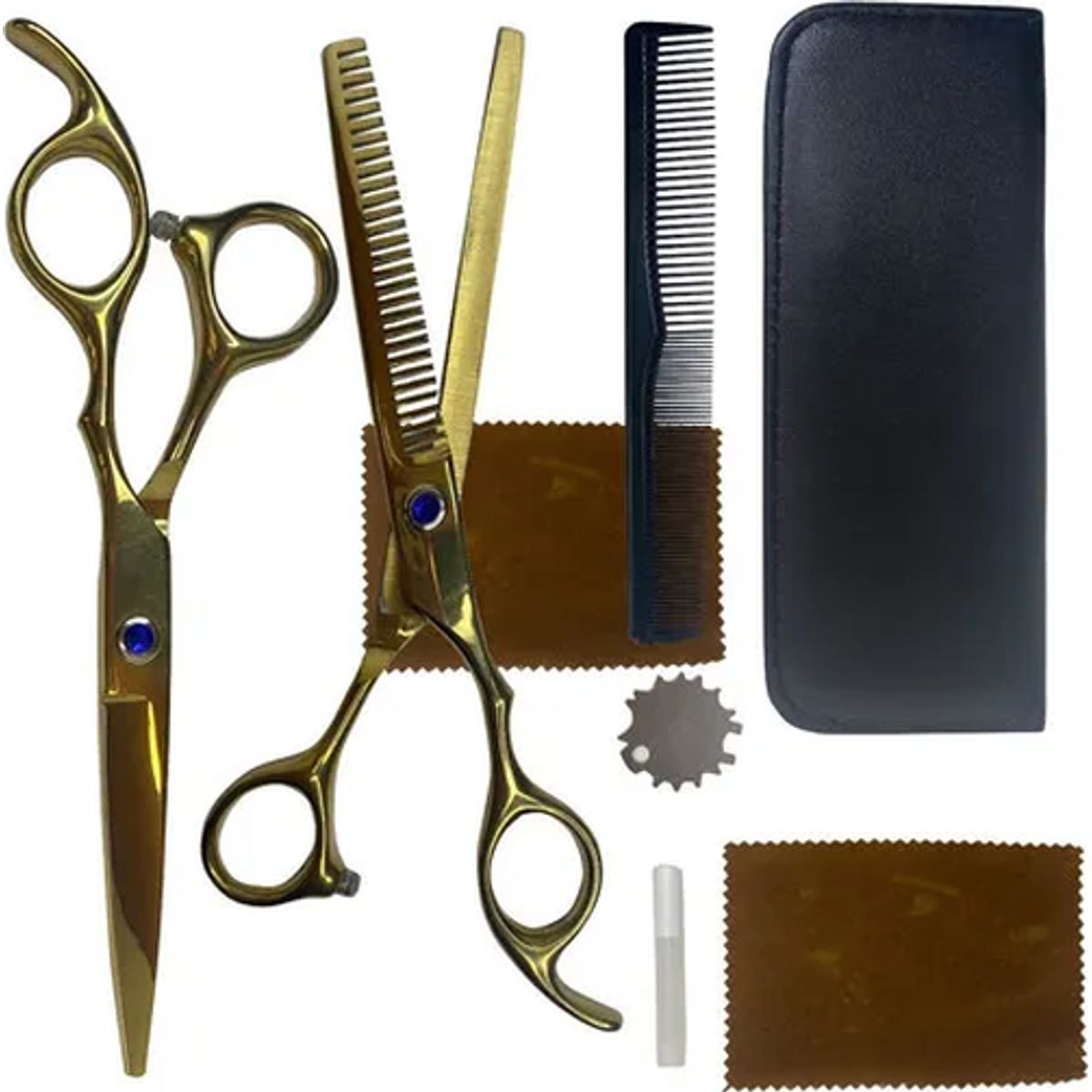GENERICO - Set 2 tijeras esculpir + corta pelo color dorado