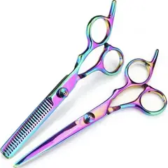 GENERICO - Set tijera corte filo navaja + esculpidora tornasol