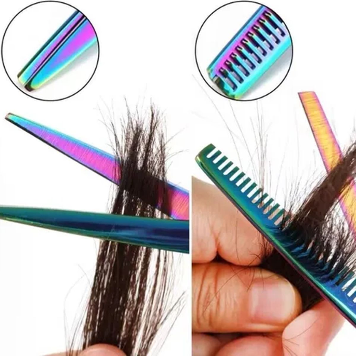 GENERICO - Set tijera corte filo navaja + esculpidora tornasol