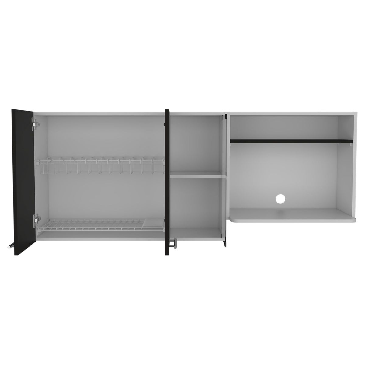 FMFURNITURE - Mueble Superior De Cocina 2 Puertas 602x150x40 Cm Blanco Y Negro