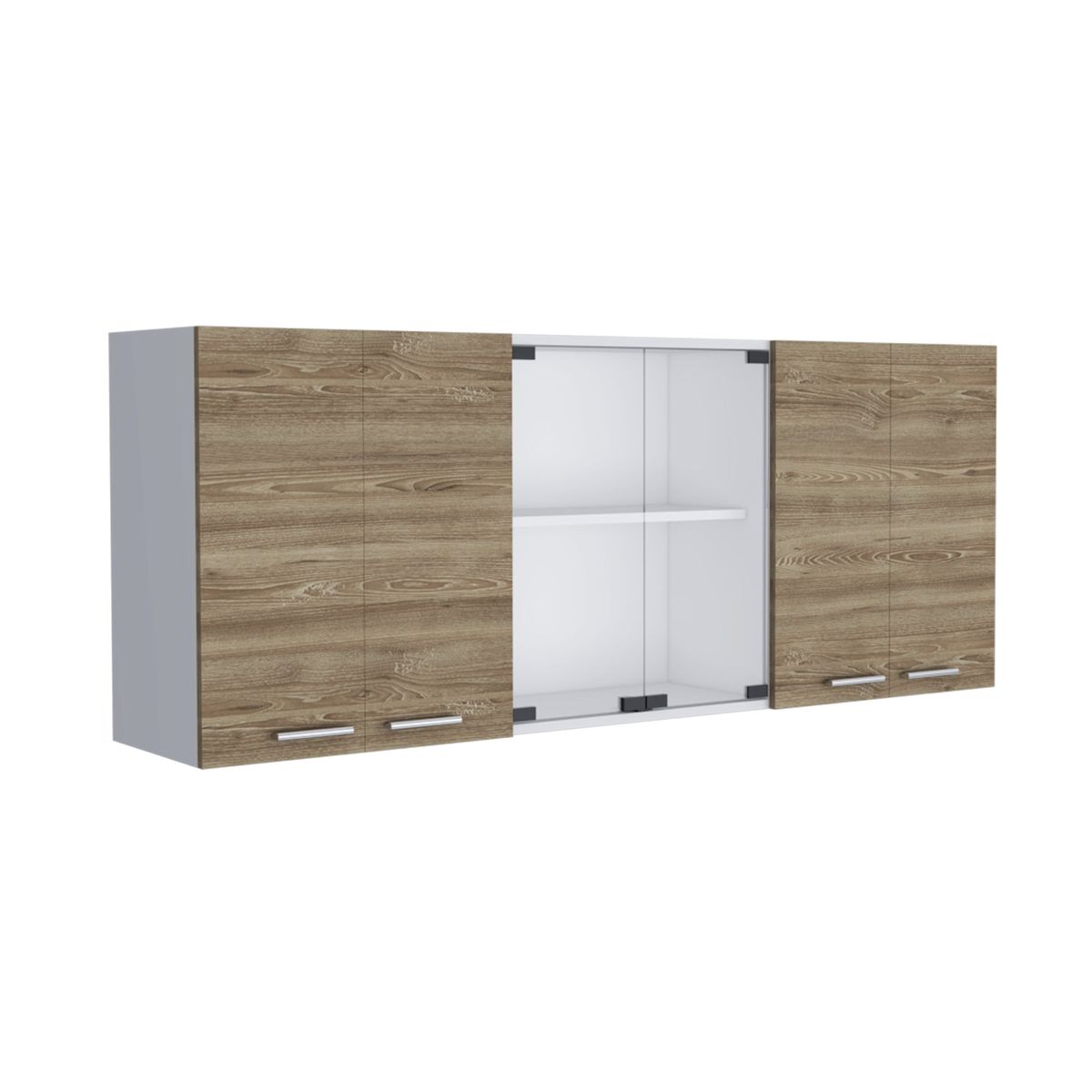 FMFURNITURE - Mueble Superior De Cocina 6 Puertas 150x60x315 Cm Café Y Blanco