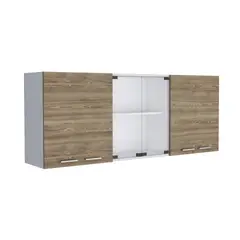 FMFURNITURE - Mueble Superior De Cocina 6 Puertas 150x60x315 Cm Café Y Blanco