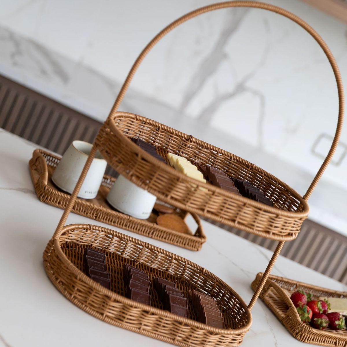 TEMPODECO - Bandeja de dos pisos Toffee