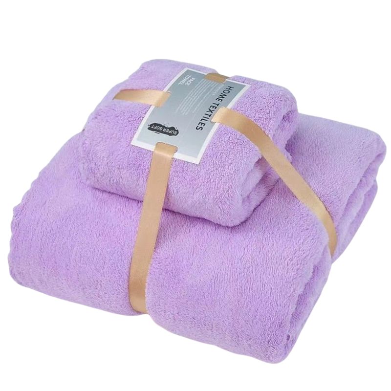 GARSIL - Set 2 Toallas De Baño Cuerpo y Manos Lila Microfibra Secado Rápido