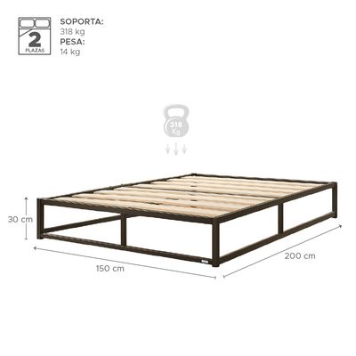 Imagen 2 del producto Base para Cama Europea Acero y Madera 150x190 cm Nova 2 Pza