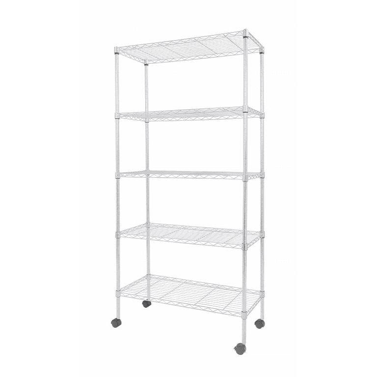 Estante Cromado Metálico 5 Niveles con Ruedas - 154 x 75 x 35 cm ...