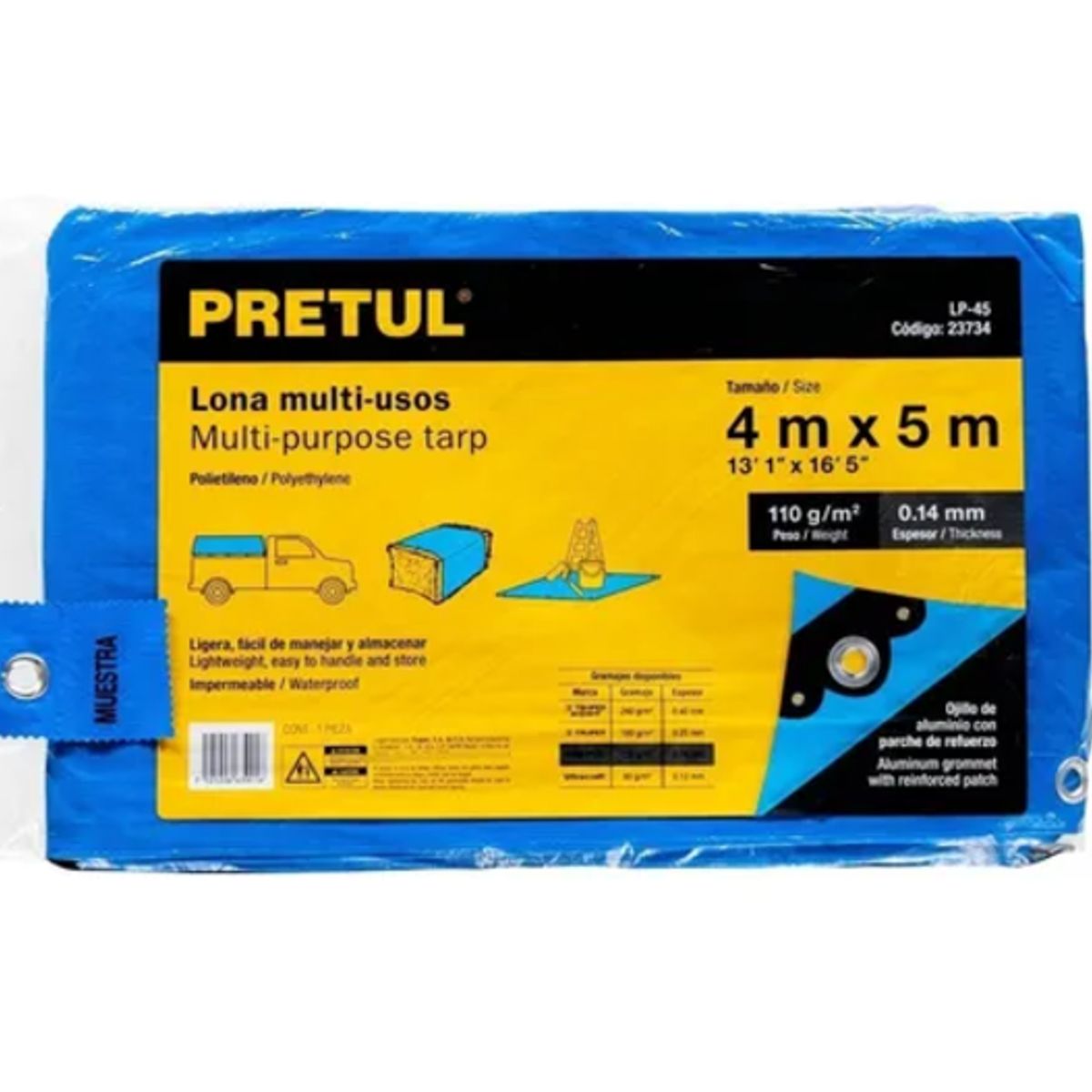 GENERICO - Lona carpa plegable Pretul 4x5m azulgris blackout