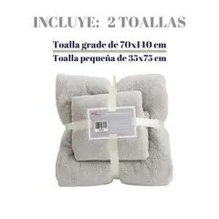 GARSIL - Set 2 Toallas De Baño Cuerpo y Manos Gris Microfibra Secado Rápido