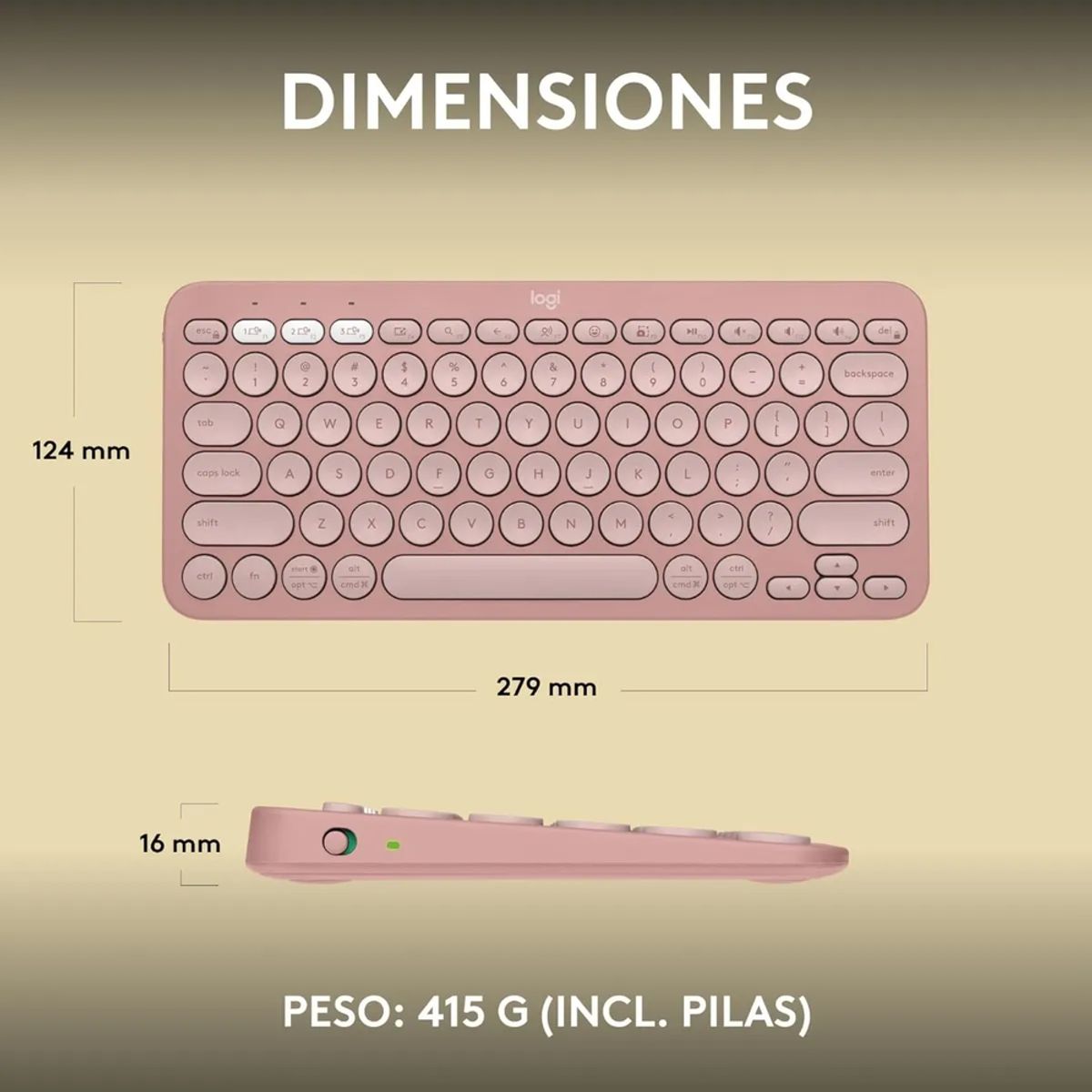GENERICO - Teclado Logitech Pebble K380s bluetooth rosado español