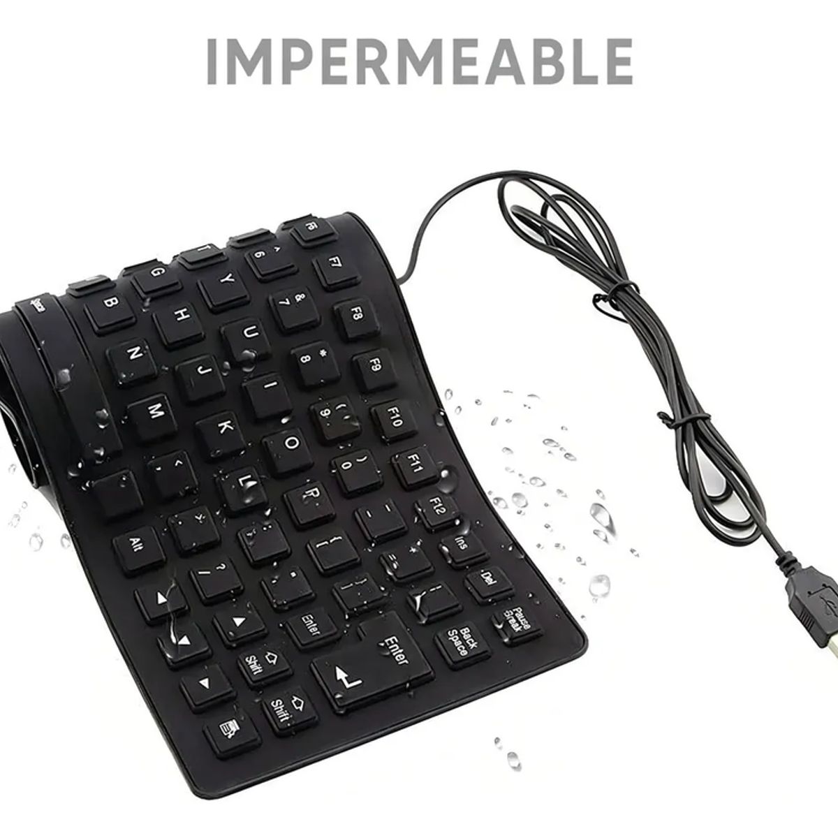 GENERICO - Teclado usb flexible impermeable Diginet español negro