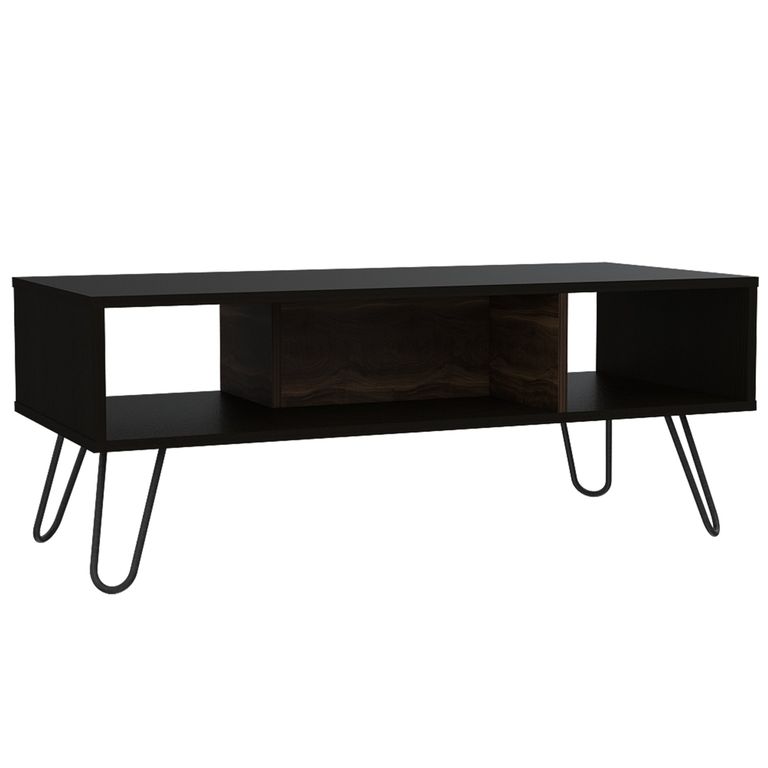 Mesa De Centro 40X1011X45 Cm Negro Y Cafe Oscuro