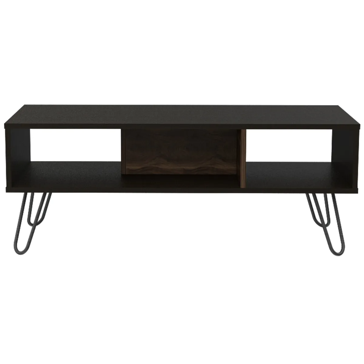 FMFURNITURE - Mesa De Centro 40X1011X45 Cm Negro Y Café Oscuro