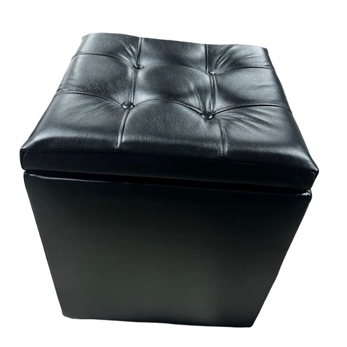 MUEBLES NEW - PUFF BAUL NEGRO ECOCUERO