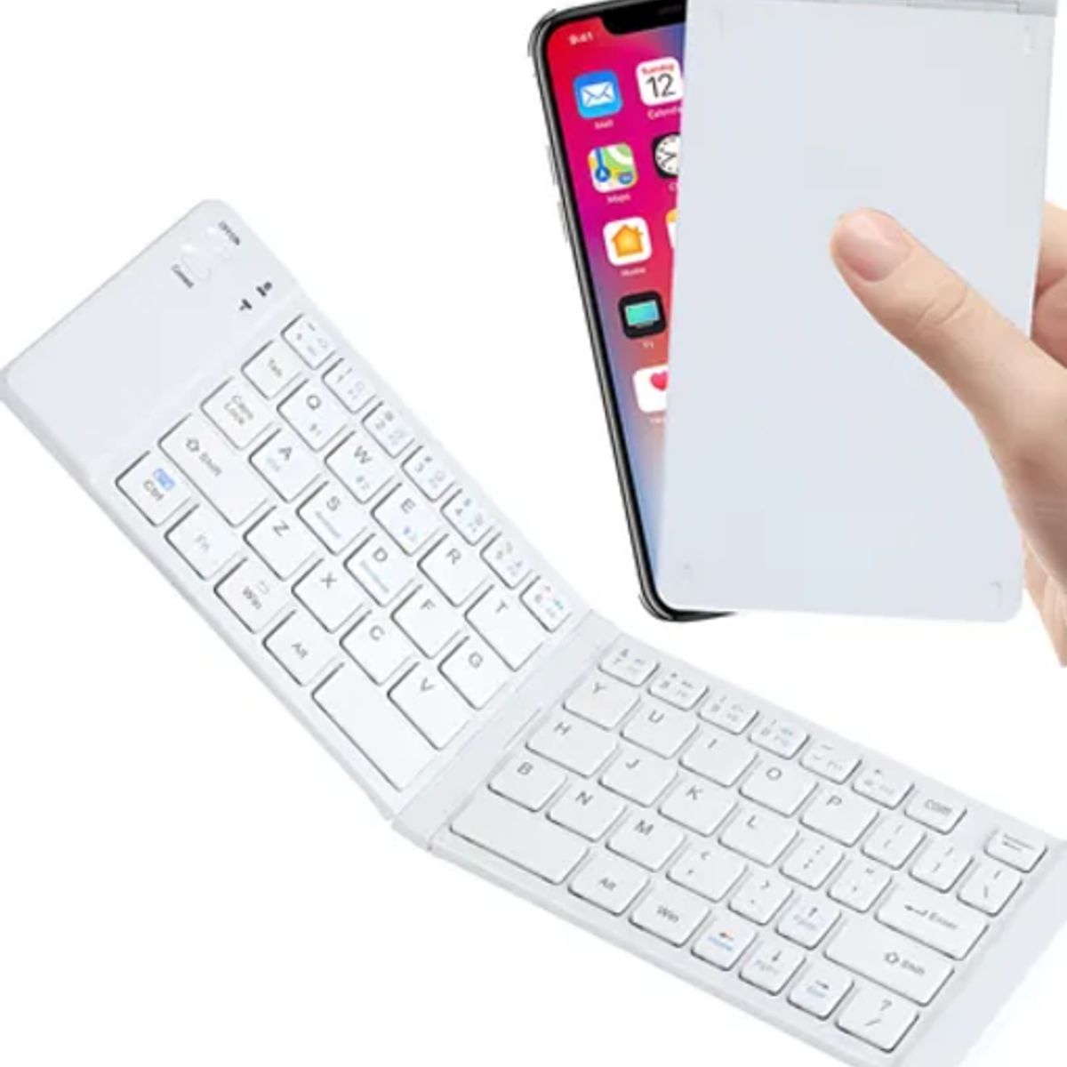 GENERICO - Mini teclado plegable portátil bluetooth blanco