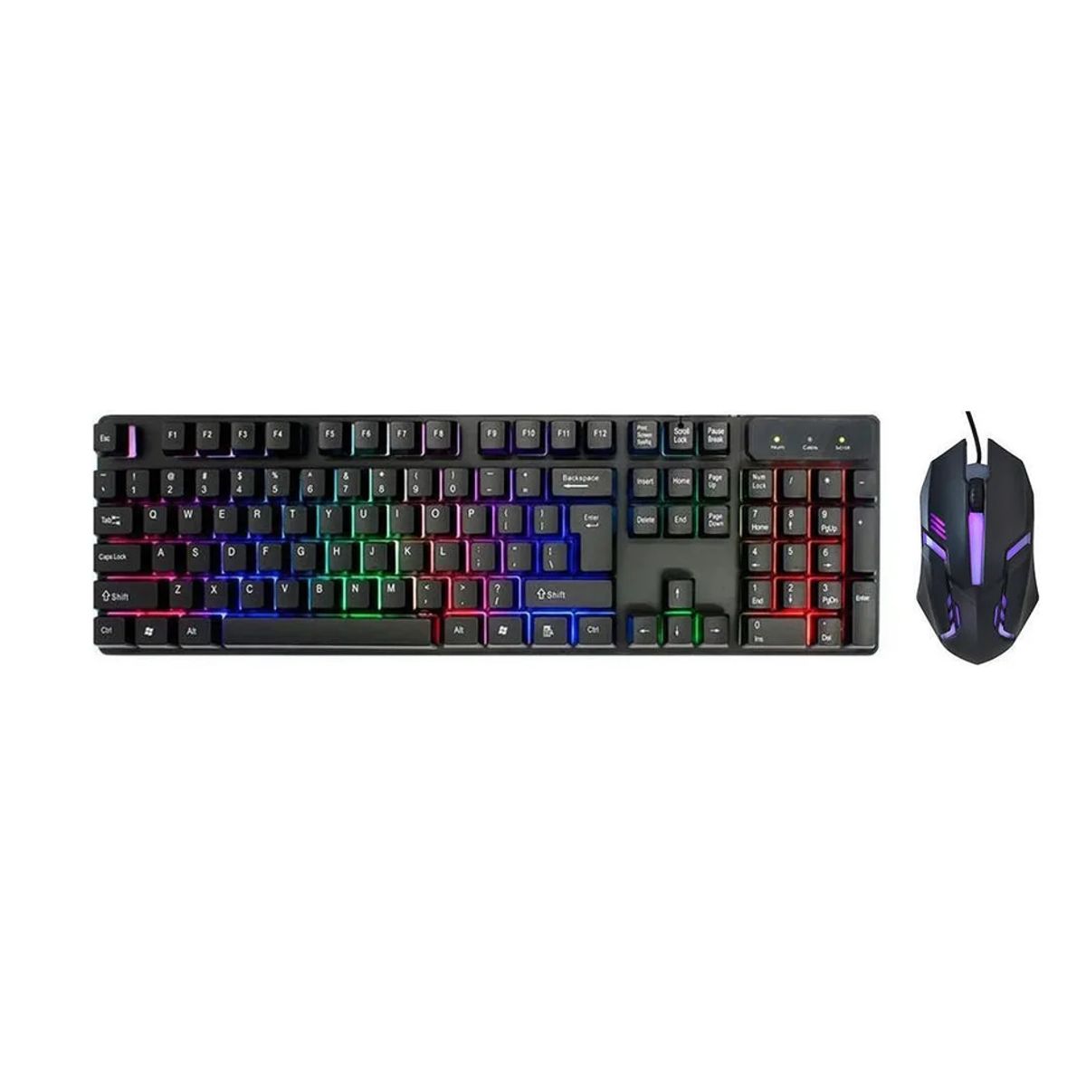 GENERICO - Kit teclado y mouse gamer usb retroiluminado español negro
