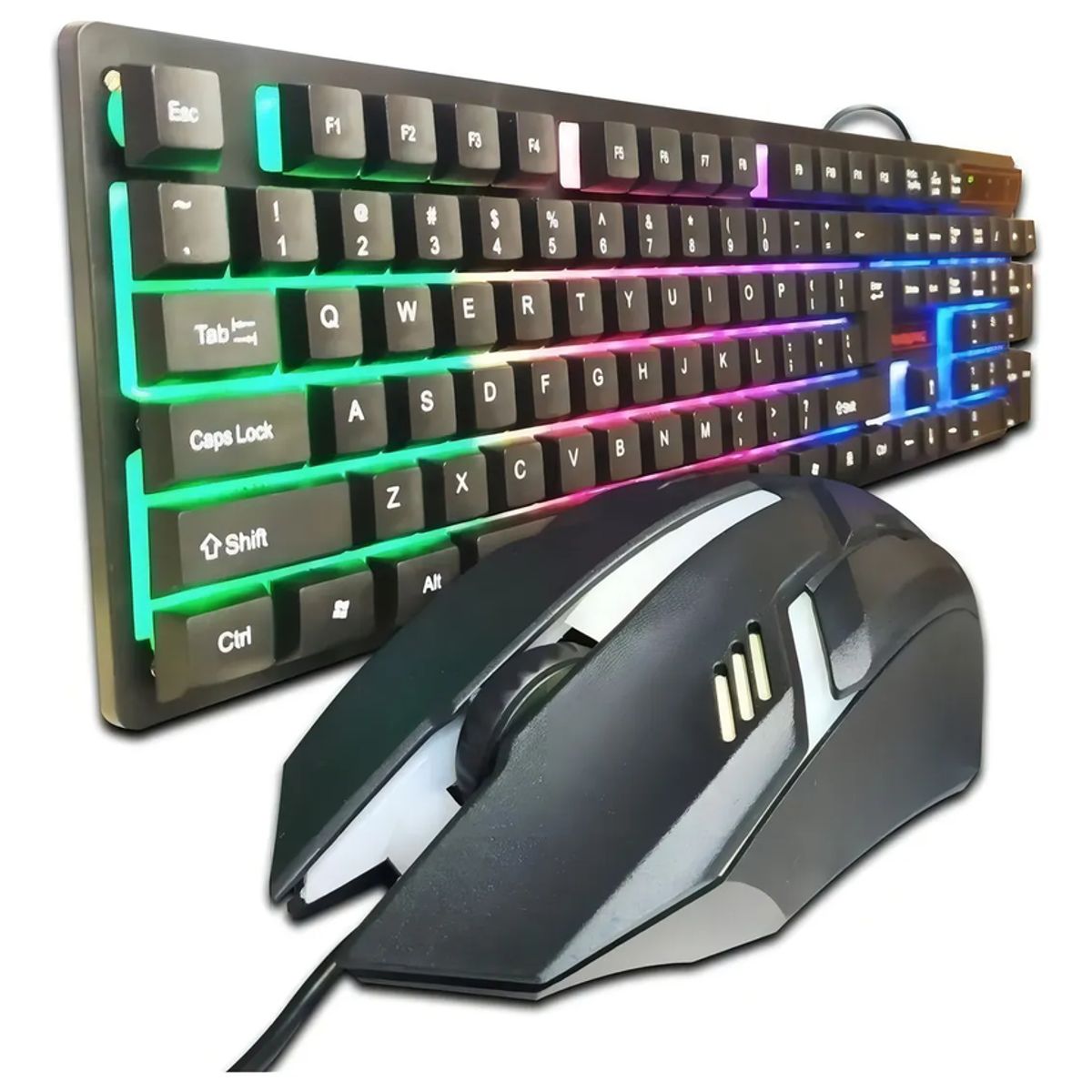 GENERICO - Kit teclado y mouse gamer usb retroiluminado español negro