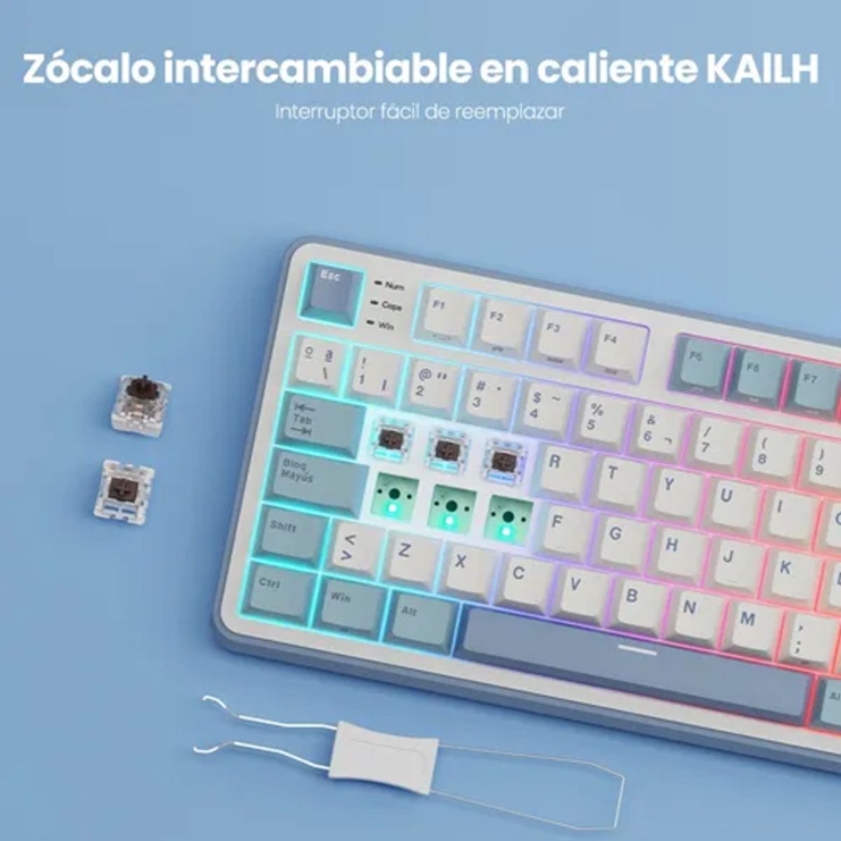 GENERICO - Teclado mecánico RK S98 sky blue español