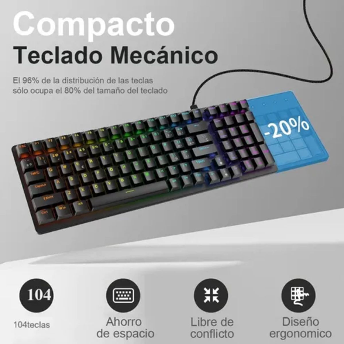 GENERICO - Teclado mecánico gamer hotswap rgb español
