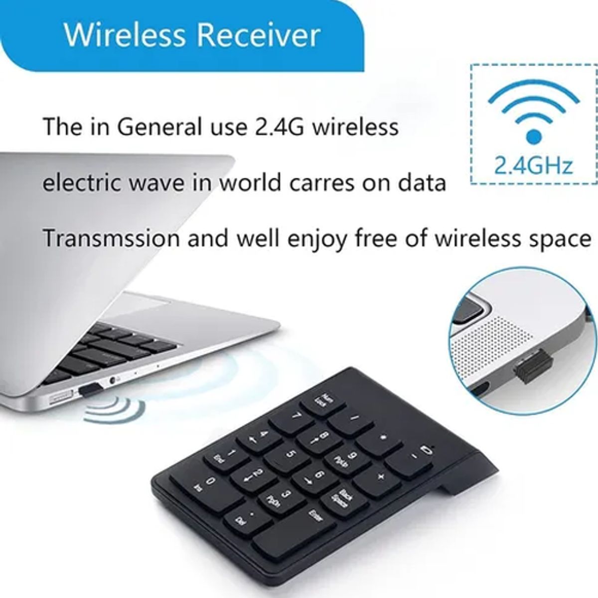 GENERICO - Teclado numérico inalámbrico usb 24g portátil