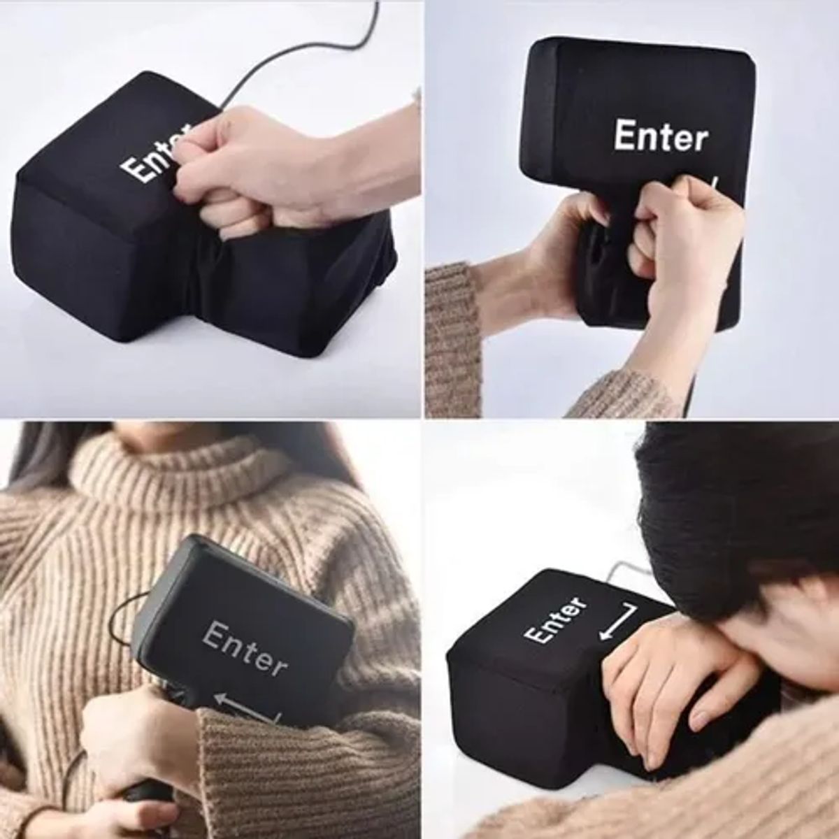 GENERICO - Tecla enter gigante antiestrés usb almohada negro