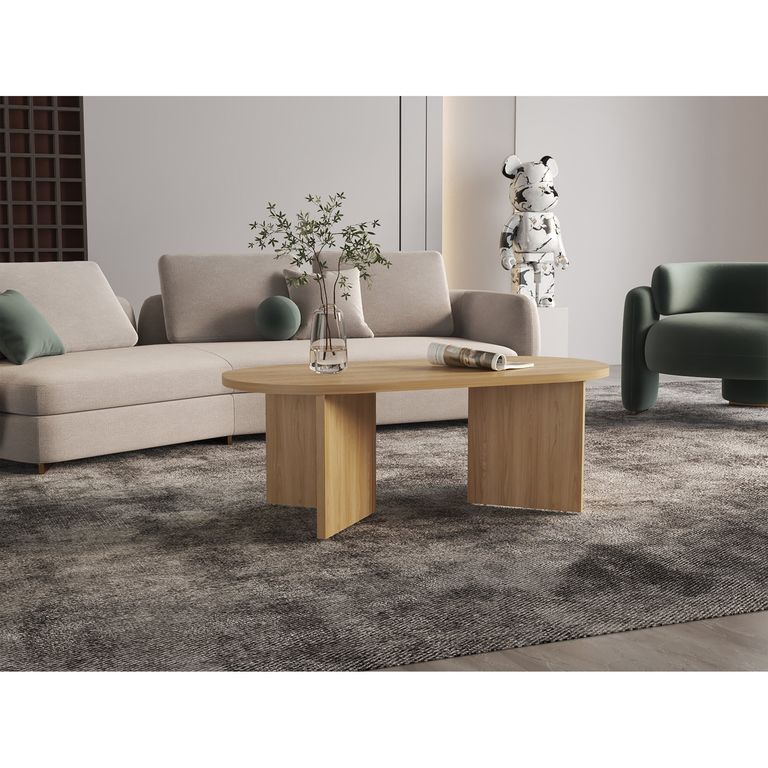 Mesa De Centro Moderna Fm 422X1202X527 Cm Cafe Claro