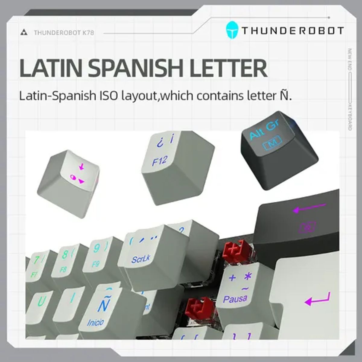 GENERICO - Teclado mecánico gamer thunderobot k78 rgb español
