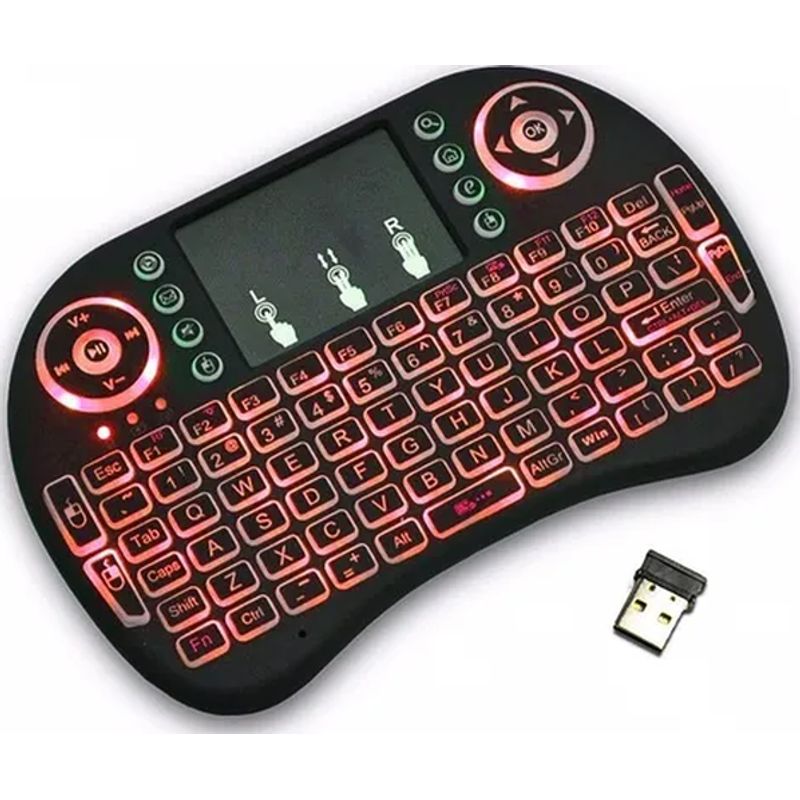 GENERICO - Mini teclado iluminado touchpad smart tv android box