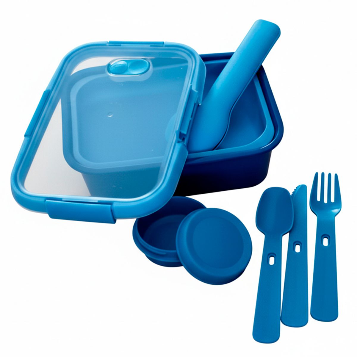 IRM - Contenedor De Comida Vianda Lonchera Con Cubiertos 1200ml Azul