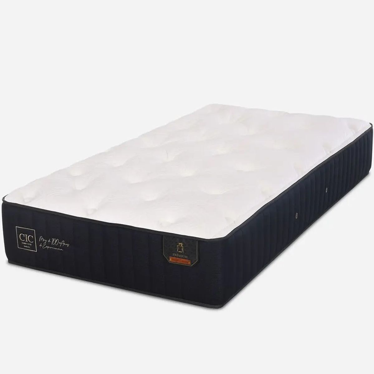BLOCCARE - Cama Baul 1.5 Plaza L200 + Colchon CIC PREMIUM/Patas Madera 11CM Gris