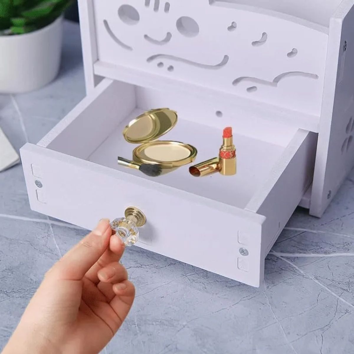 GENERICO - Organizador de Maquillaje y Cosméticos con Espejo LED