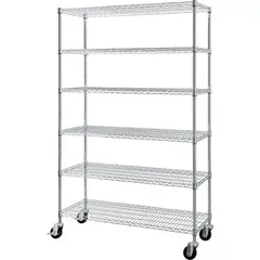 GENERICO - Estante Cromado con Ruedas 6 Niveles 120×45×180cm