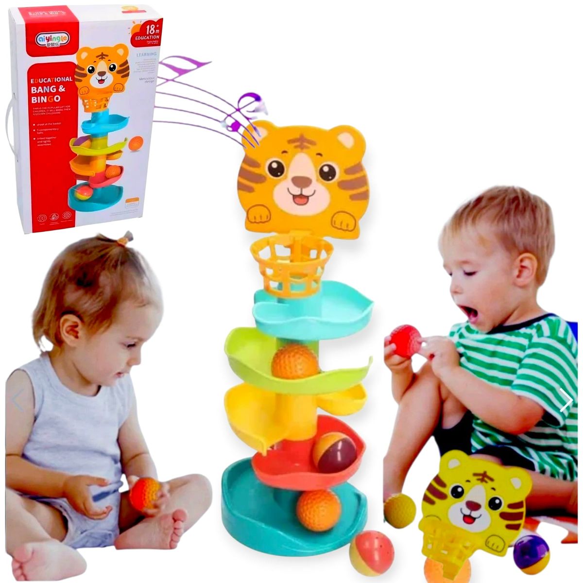 GENERICO - Juego Didáctico Montessori Tobogán Apilables De Pelotas