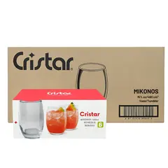 CRISTAR - Set 24 Vasos Vidrio Mikonos 460cc Transparente