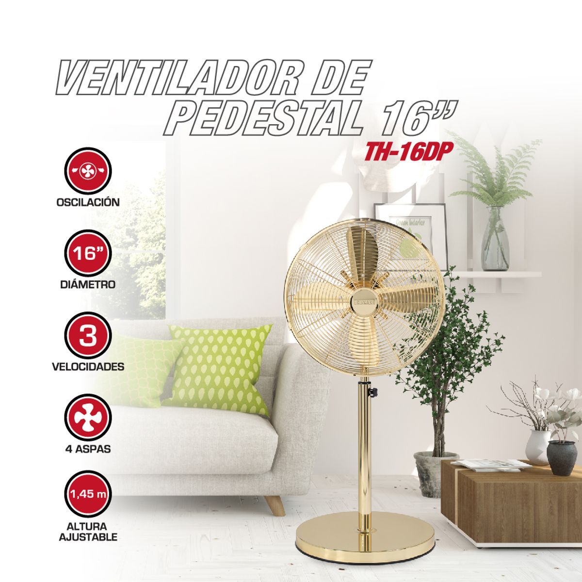THOMAS - Ventilador de Pedestal TH-16DP