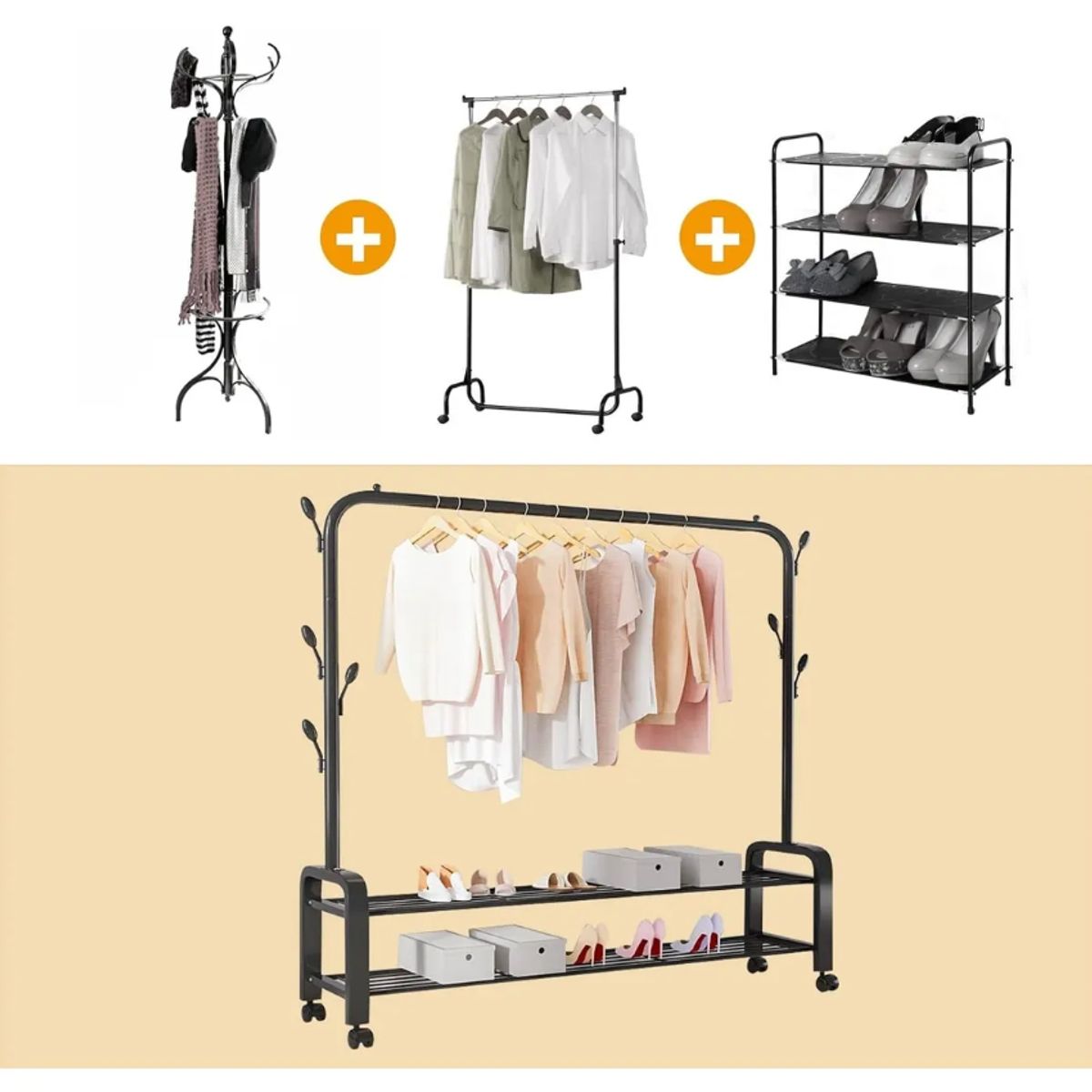 GENERICO - Perchero Rack Colgador de Ropa Armable