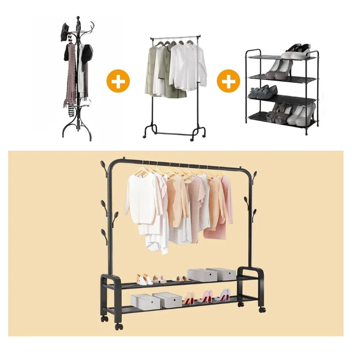 GENERICO - Perchero Rack Colgador de Ropa Armable