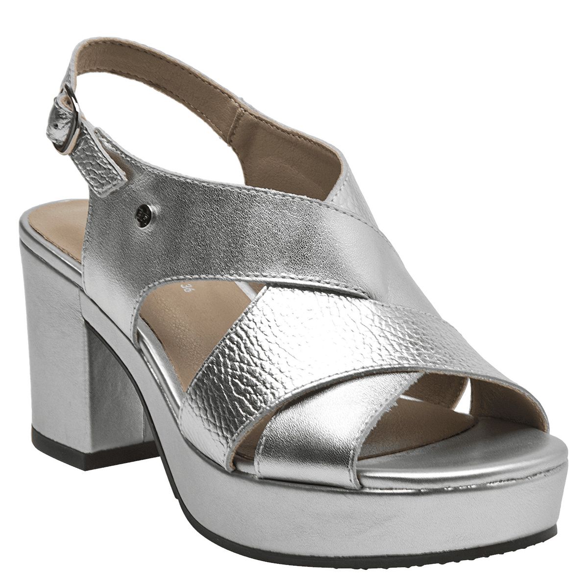 BRUNO ROSSI - Sandalia Mujer Formal Plateado