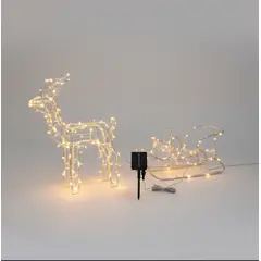 GENERICO - Reno Navideños Solar Con Trineo Luz Led Calida