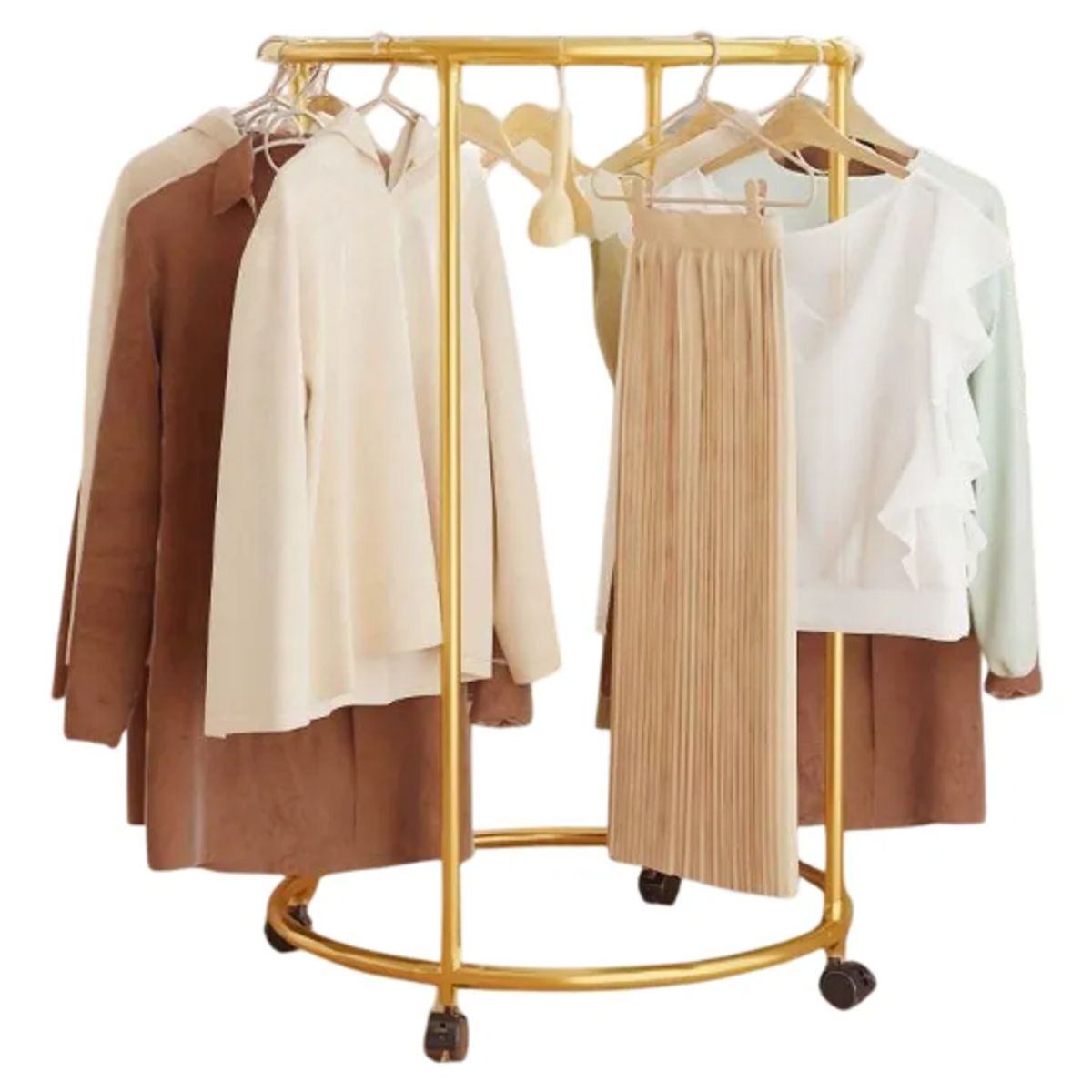 GENERICO - Colgador de Ropa Circular Giratorio con Ruedas