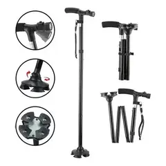 GENERICO - Baston Ortopedico Retractil Plegable Con Luz Led