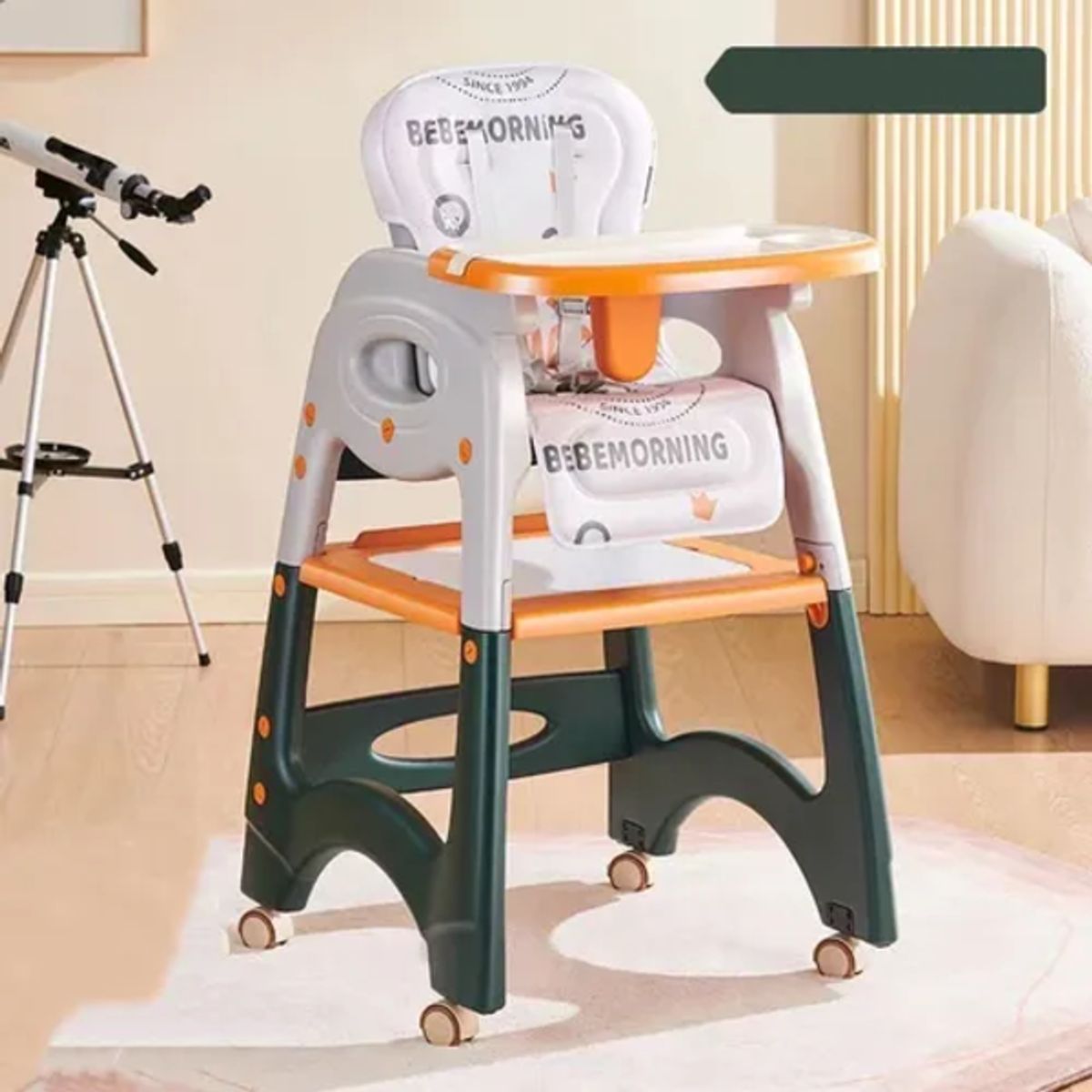 GENERICO - Silla comer multifuncional con ruedas Voyage color naranja