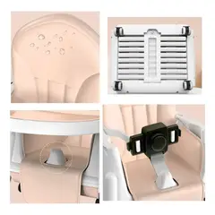 GENERICO - Silla comer 3 en 1 con ruedas color rosa bebé