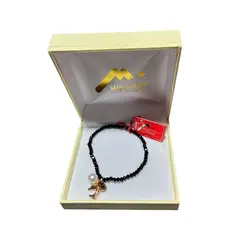 MALLORCA - Pulsera con Cristales Onix Delfin enchapado oro 18K