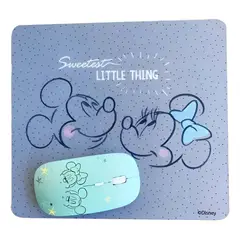 DISNEY - Kit Mouse Inalámbrico + Mousepad Mickey & Minnie Mouse Gris Oscuro