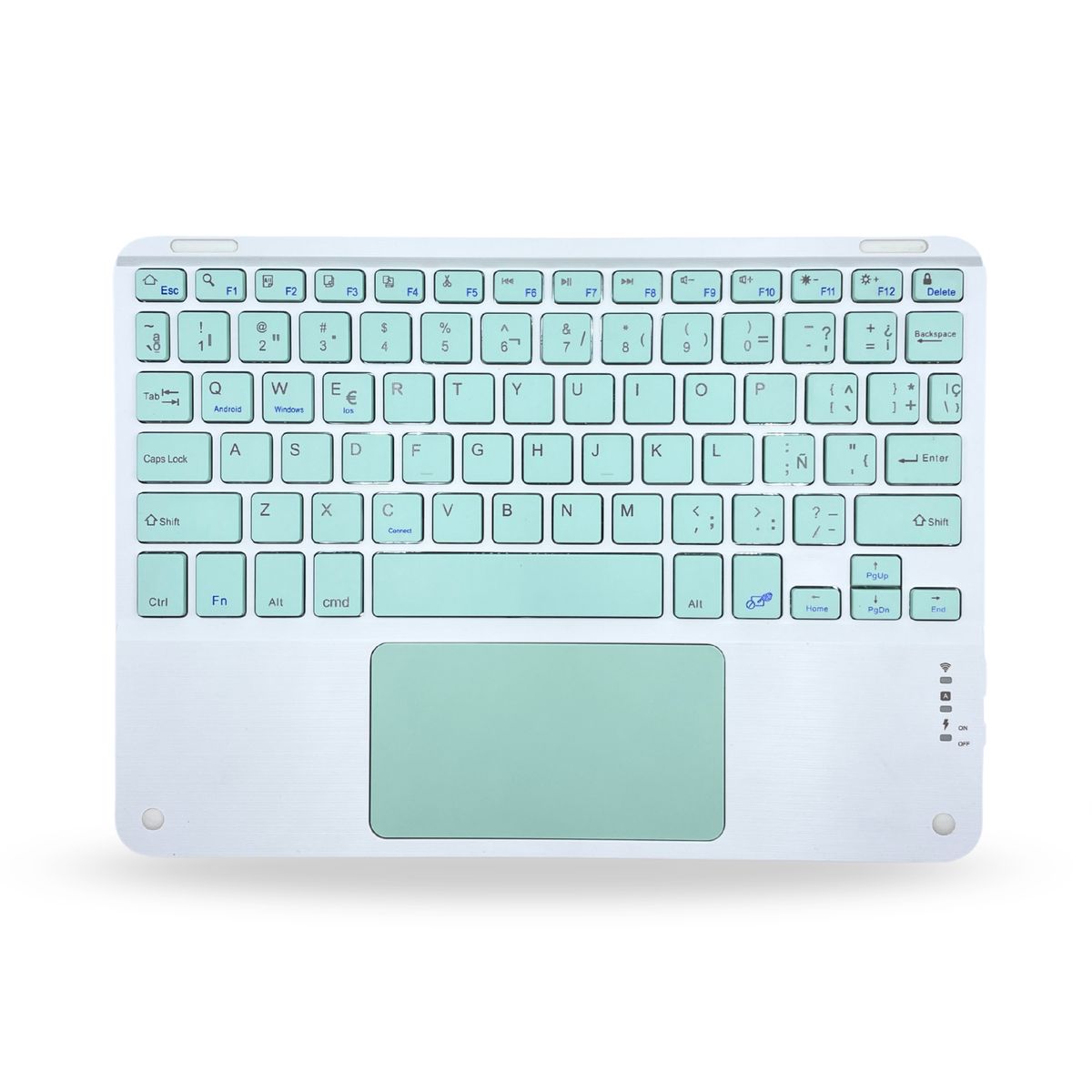 GENERICO - Teclado TouchPad 10 " Bluetooth Para Tablet iPad letra Ñ - Verde Menta