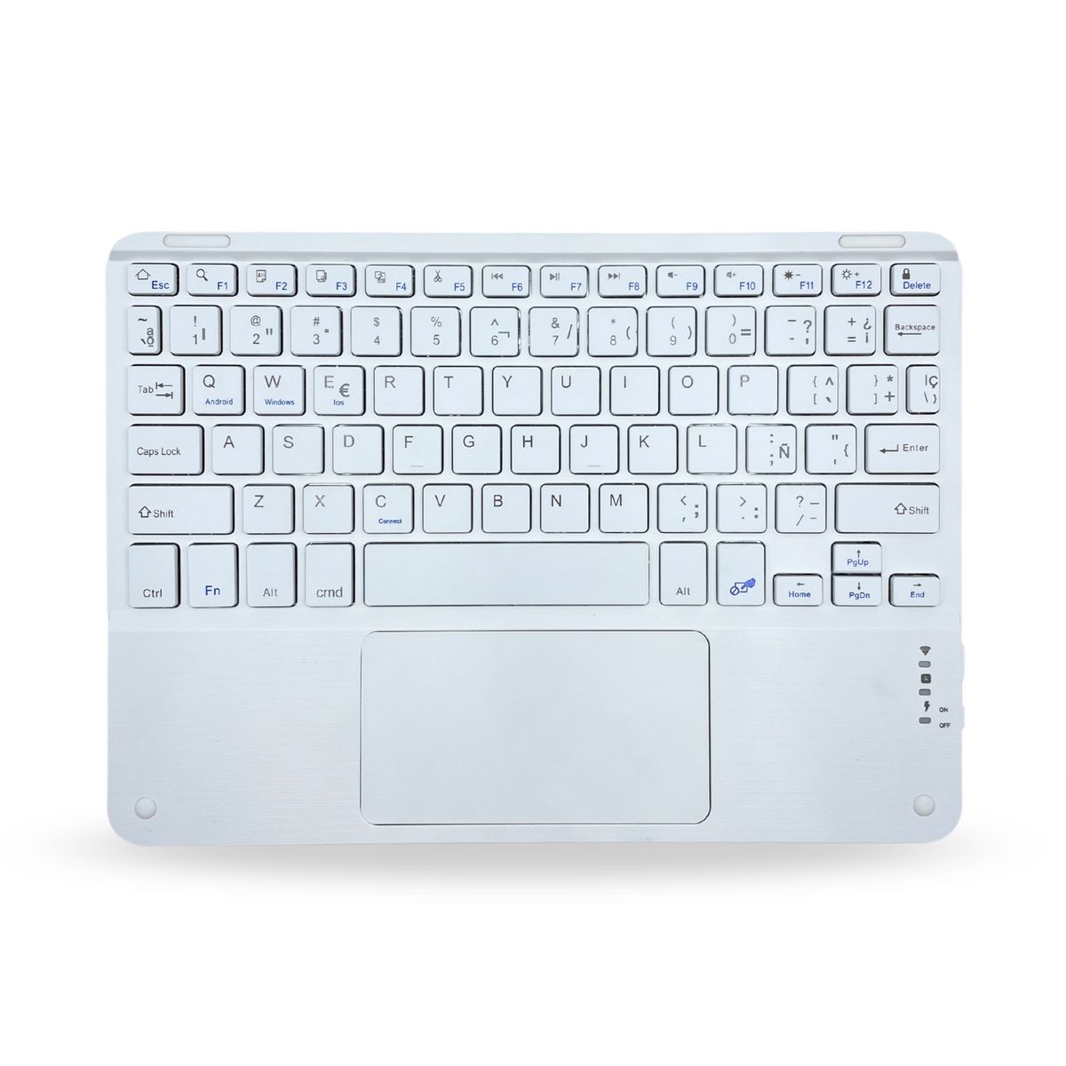 GENERICO - Teclado TouchPad 10 " Bluetooth Para Tablet iPad letra Ñ - Blanco