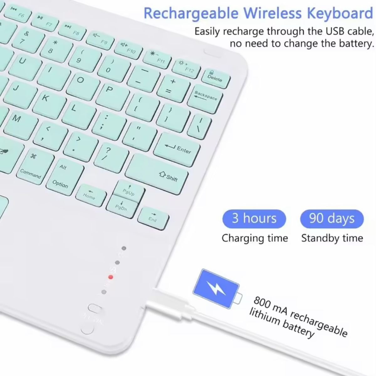 GENERICO - Teclado TouchPad 10 " Bluetooth Para Tablet iPad letra Ñ - Blanco