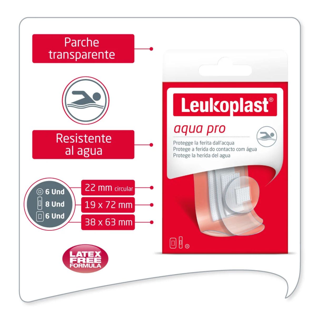 BSN MEDICAL - Parche Curita Leukoplast Aquapro 3 Medidas Caja 20 Unidades