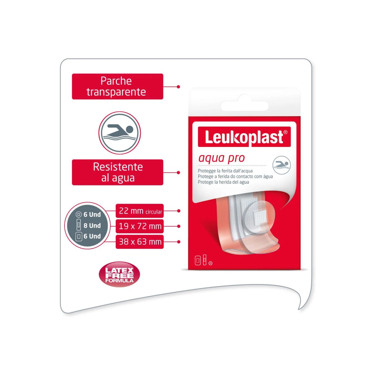 BSN MEDICAL - Parche Curita Leukoplast Aquapro 3 Medidas Caja 20 Unidades